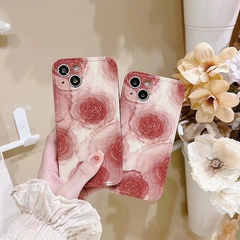 Mode Wein Rot Blooming Rose muster iPhone13 Telefon Fall