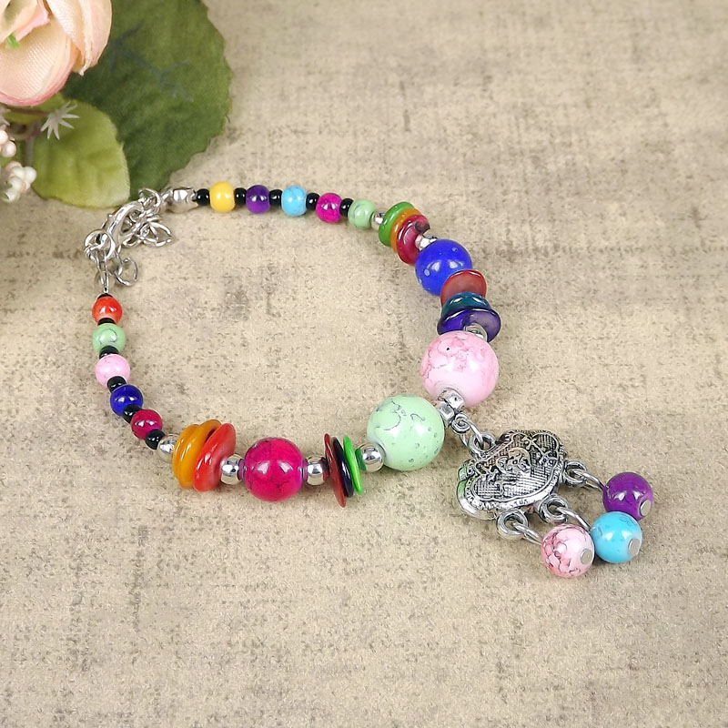 Ethnische Stil Farbe Shell Glas Bunte Perlen Armband Armbandpicture1