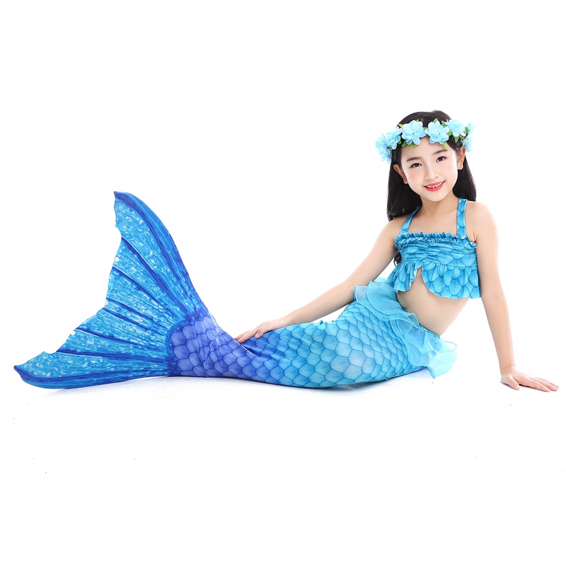 Mermaid Swimsuit Split New Girls Fish Tail Swimsuit Childrens Bikini ThreePiece Swimming Suit