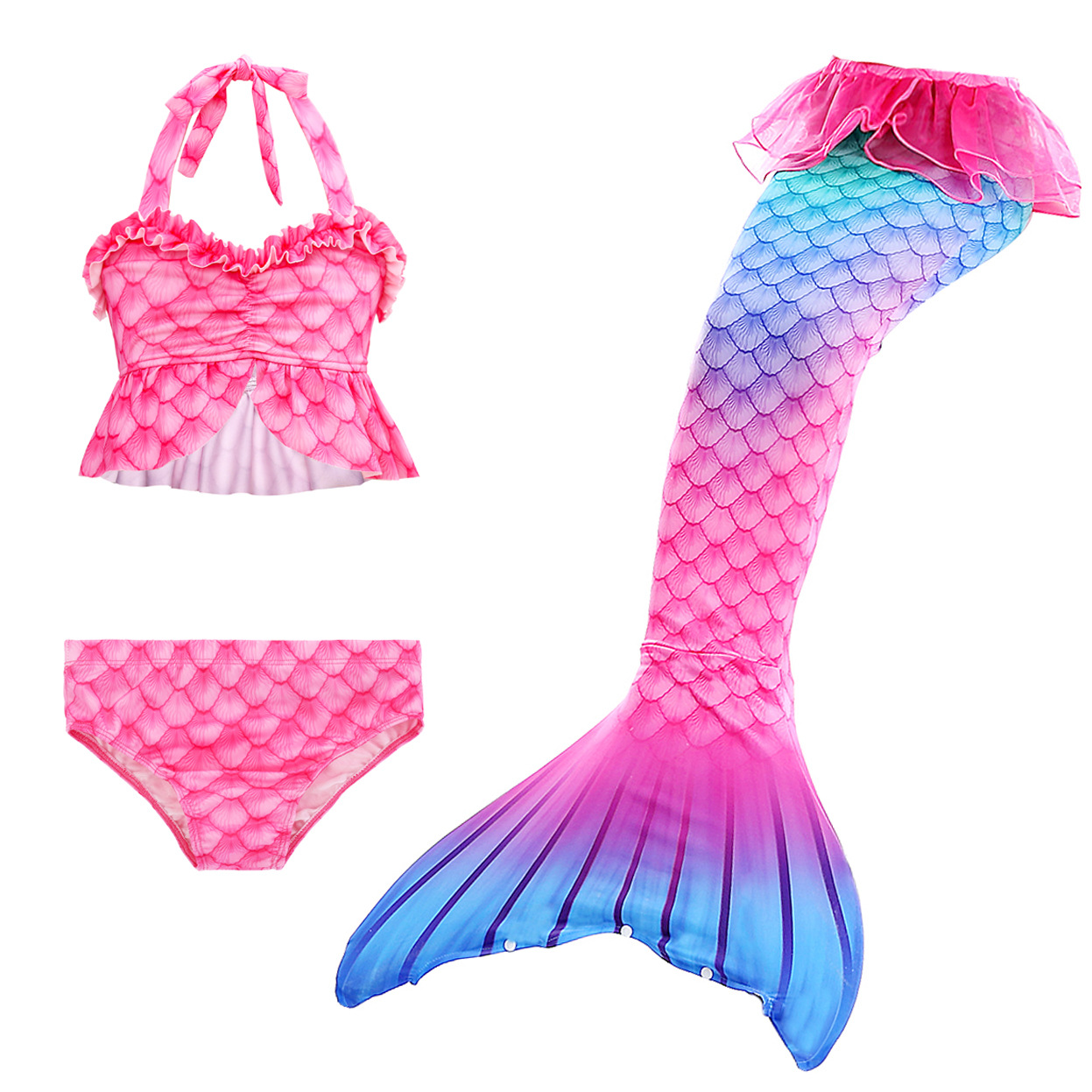 Mermaid Swimsuit Split New Girls Fish Tail Swimsuit Childrens Bikini ThreePiece Swimming Suitpicture1