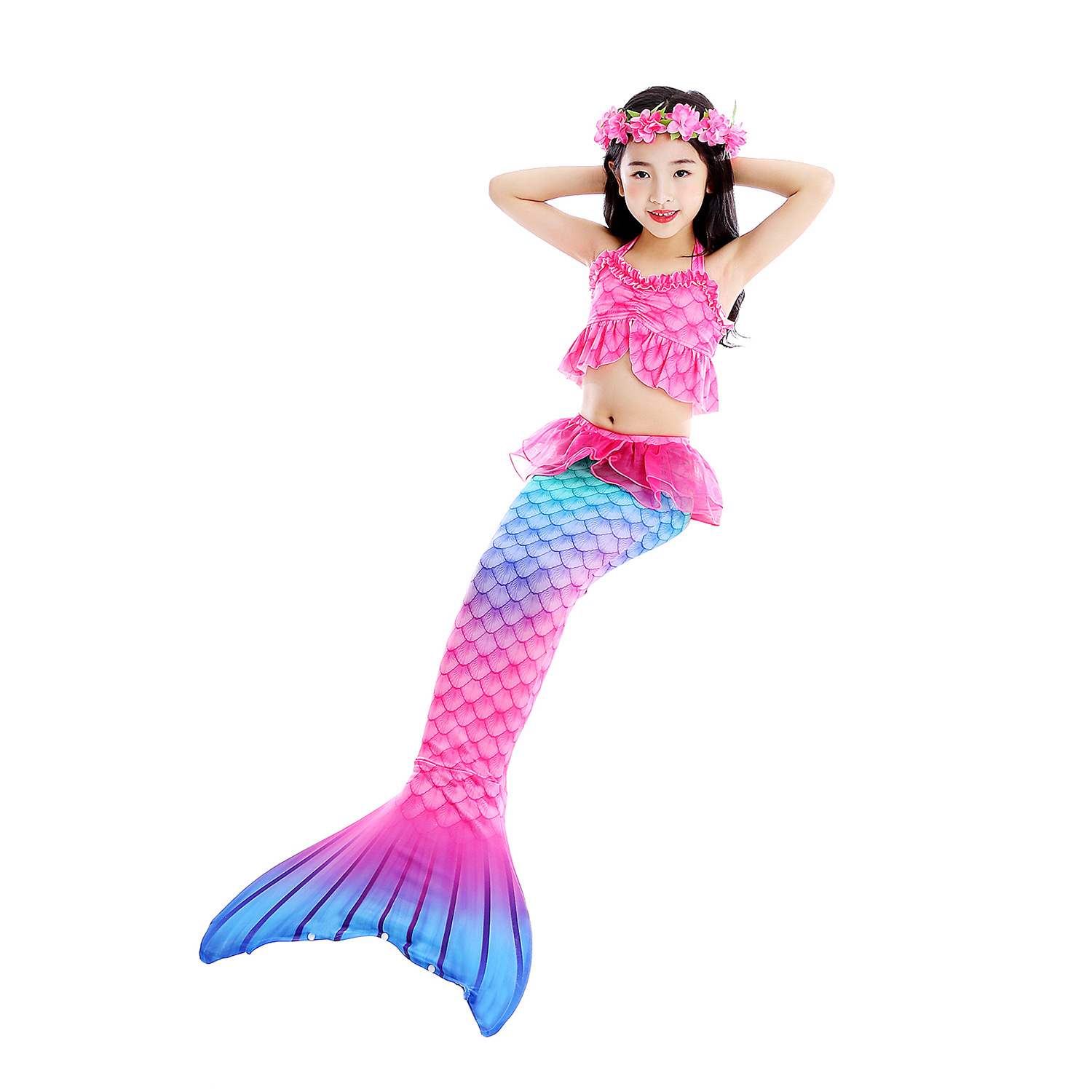 Mermaid Swimsuit Split New Girls Fish Tail Swimsuit Childrens Bikini ThreePiece Swimming Suitpicture2