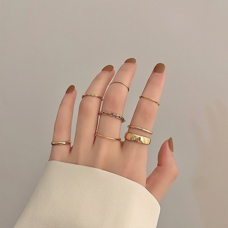 New Simple Fashion Open Copper Ring Seven-Piece Knuckle Set's discount tags