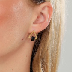 Einfache kleine größe goldene schwarz diamant Dreieck edelstahl Stud Ohrringe