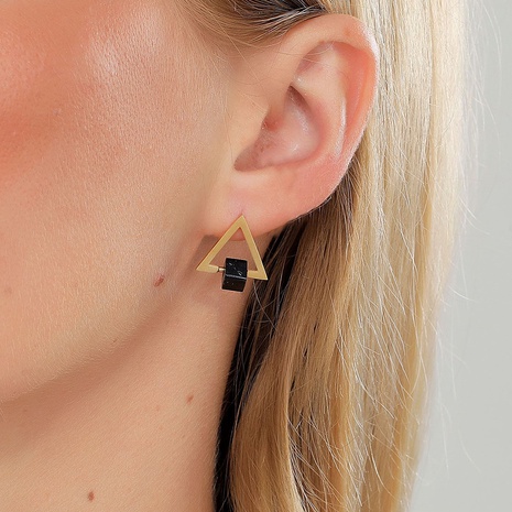 Simple petite taille or noir diamant Triangle en acier inoxydable Boucles D'oreilles's discount tags