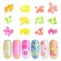 New Nail Art Flower Fluorescent Color Stickers 12 Grids Mixed Nail Ornament
