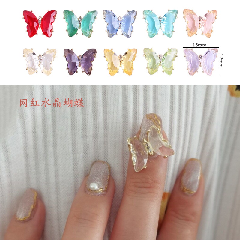 Kristall Schmetterling Legierung Nagel Ornament DreiDimensionale Fingernagel Dekoration