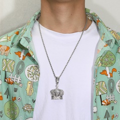 Collier avec pendentif en alliage de strass hip-hop unisexe