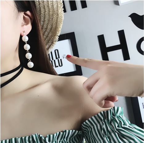 Fashion Simple Big Geometric Shape Pearl Long Earring's discount tags