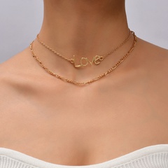 Fashion Simple Double-Layer Love Letter Female Alloy Necklace