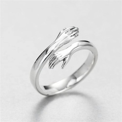 Fashion Creative Double Hand Stainless Steel Open End Ring
