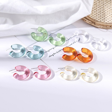 Transparent C-Geformt Süßigkeiten Farbe Acryl runde Kristall Kontrast Farbe Ohrringe's discount tags