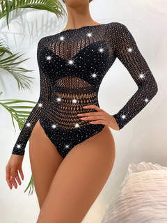 Fashion Solid Farbe Hohl Backless Strass Sexy Unterwäsche Kleidung