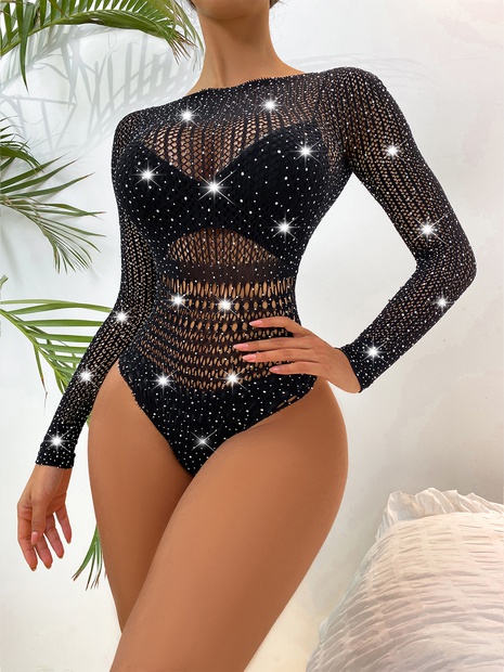Fashion Solid Color Hollow Backless Rhinestone Sexy Underwear Clothes's discount tags