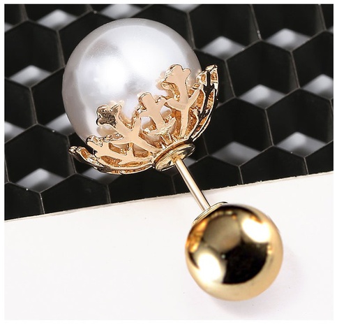 Fashion Simple Geometric Pin Double-Headed Pearl Alloy Brooch's discount tags