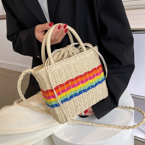 2022 Summer Weaving Portable Large Capacity Crossbody Beach Bag's discount tags