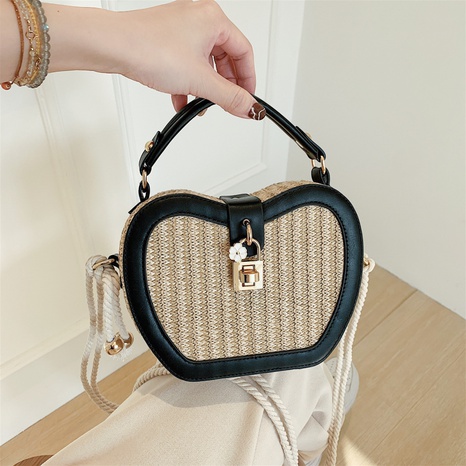 Summer 2022 Fashion Apple Shape Portable Weaving Messenger Bag's discount tags