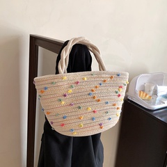 new casual Style khaki polka dot Woven Straw handbag