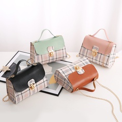 new style fashion Portable plaid contrast color messenger Small Square Handbag