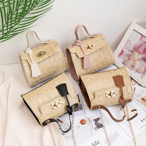 new style portable braided Messenger Chain straw Bag's discount tags