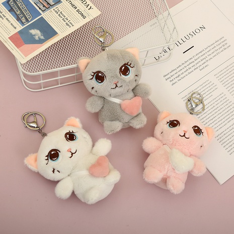Cute heart shape Pendant  plush Cat Doll keychain Ornaments's discount tags