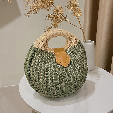 New Retro style Hand-Held Hand-Carrying round Straw Bag's discount tags