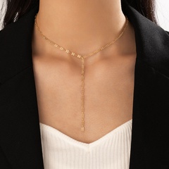 Fashion Simple Long Tassel Single-Layer Geometric Hollow Clavicle Chain Alloy Necklace