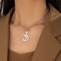 Fashion Simple Hollow Geometric Profile Pendant Clavicle Chain Alloy Necklace