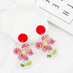 Flower Clover Candy Color Simple Acrylic Earrings