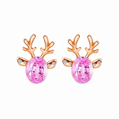 Mode Creative Strass Incrusté Cristal Deer Head Boucles D'oreilles