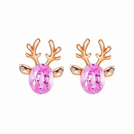 Fashion Creative Rhinestone Inlaid Crystal Deer Head Stud Earrings's discount tags