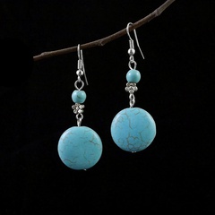 Ethnic Style Retro Fashion Turquoise Silver Earrings