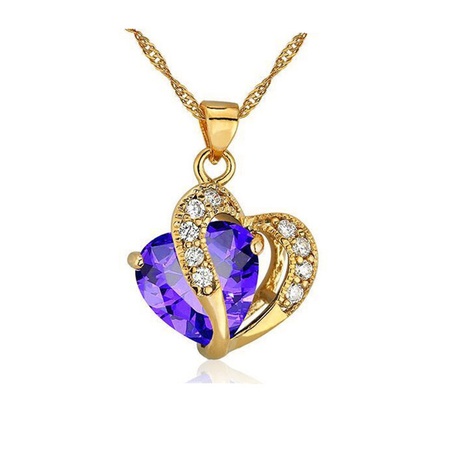 Fashion Elegant Rhinestone Inlaid Crystal Geometric Heart Pendant Necklace's discount tags