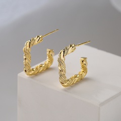 Mode neue stil kupfer 18K Gold Überzug Geometrische twist platz Ohrringe
