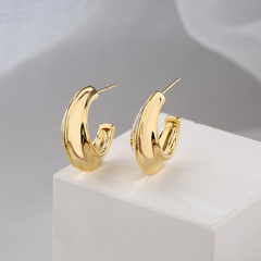 new Style Copper Plating 18K Gold glossy C-shaped Earrings