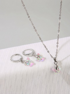 Fashion Butterfly Alloy Earrings Necklace 1 Set