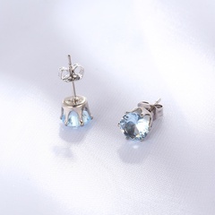 Fashion Small Simple Copper Plating 18K White Gold Color Inlaid Zircon Earrings