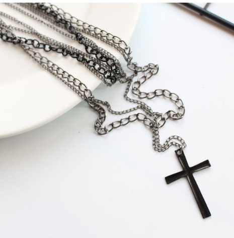 Fashion Simple Multi-Layer Chain Cross Pendant Alloy Necklace's discount tags