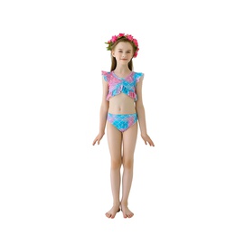 Childrens Mermaid Swimsuit Girls Colorful Bikini Childrens Split Swimwear Swimsuit Flower Bad Pendant FivePiece Setpicture10