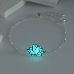 Mode Lotus Élément Bleu Vert Lumineux Argent Réglable Alliage Bracelet