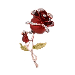 Fashion Creative Dripping Oil Rhinestone Inlaid Rose Brooch