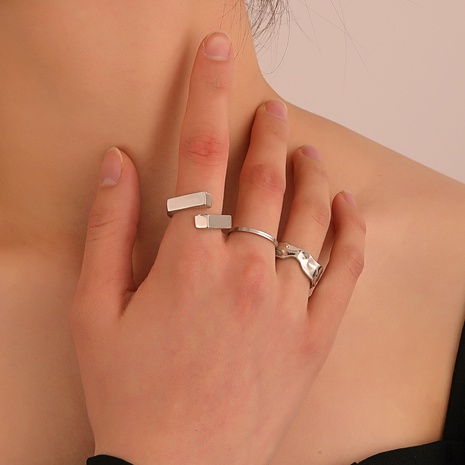 Simple style geometric irregular alloy Open Ring Four-Piece Set's discount tags