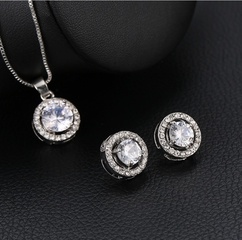 Mode Einfache runde Diamant-Nieten Legierung Halskette Ohr Stud Set