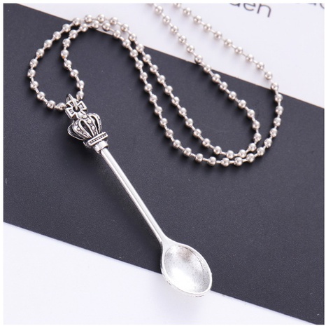 Fashion Classical Crown Mini Tea Spoon Alice Spoon Shape Alloy Necklace's discount tags