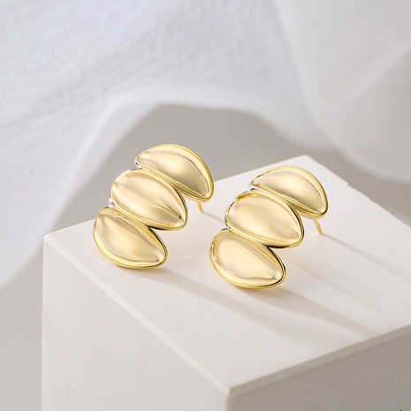 Vintage style 18K Gold Plating Irregular Geometric Three Petals Earrings's discount tags