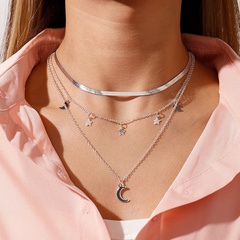 Mode Ornament Flach Einfache Legierung Sterne Mond Multi-Schicht Anhänger Halskette