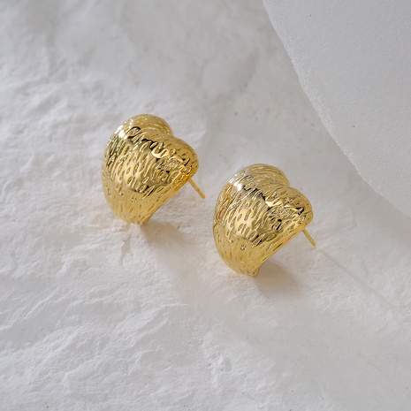 Pendientes de broche de corazón de oro de 18K Chapado en cobre de estilo Retro's discount tags