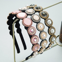 Vintage Barock stil Geometrische Farbe Glas Bohrer Intarsien Perle Stirnband