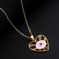 New Style Copper Gold-Plated Drop Oil Inlaid Color Zirconium Devil's Eye Pendant Necklace