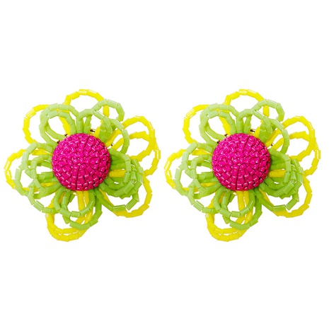 Neue Mode Böhmischen Blume Form Glas Kristall Perlen Handgemachte Ohr Stud Ohrringe's discount tags