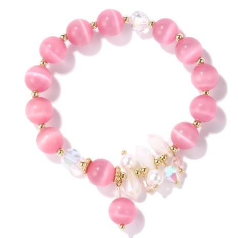 Fashion New Pink Opal Crystal Beads Simple Pearl Bracelet's discount tags
